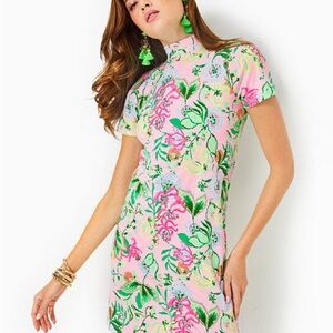 Lilly Pulitzer Pink and Green Floral Midi Dress